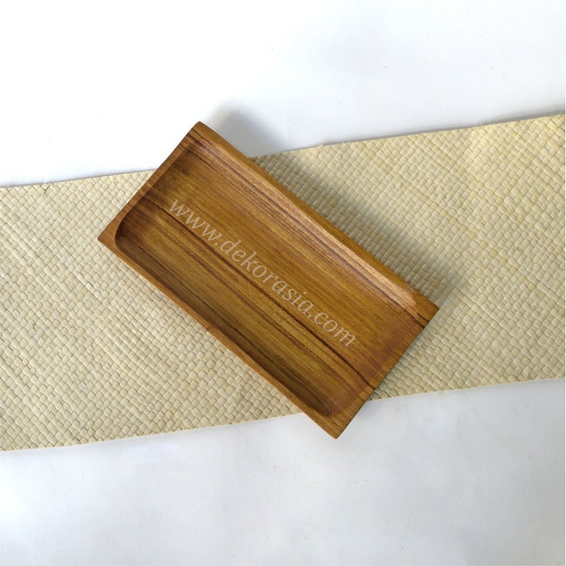 Teak Wood Rectangle Tray Size 9.8 to 15.8 inches 1
